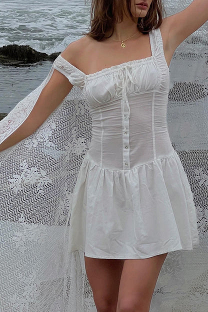 Broderie Anglaise Corset Mini Jurk voor Zomerse Avonden