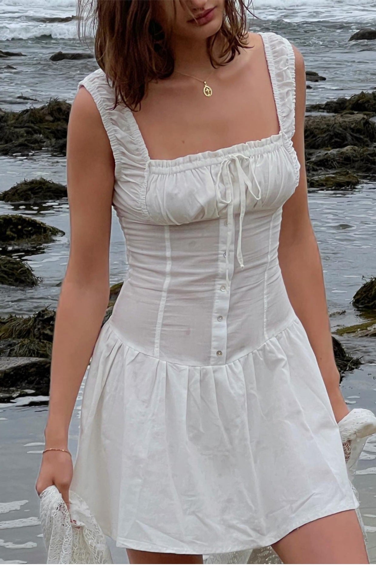 Broderie Anglaise Corset Mini Jurk voor Zomerse Avonden