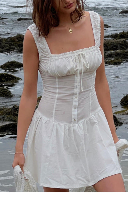 Broderie Anglaise Corset Mini Jurk voor Zomerse Avonden