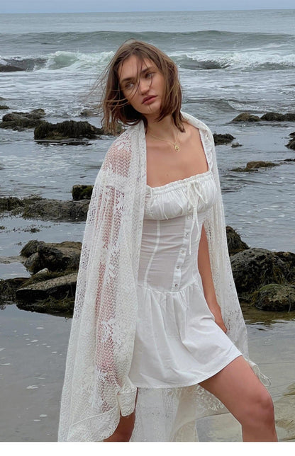 Broderie Anglaise Corset Mini Jurk voor Zomerse Avonden