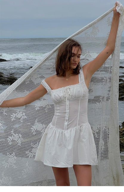 Broderie Anglaise Corset Mini Jurk voor Zomerse Avonden