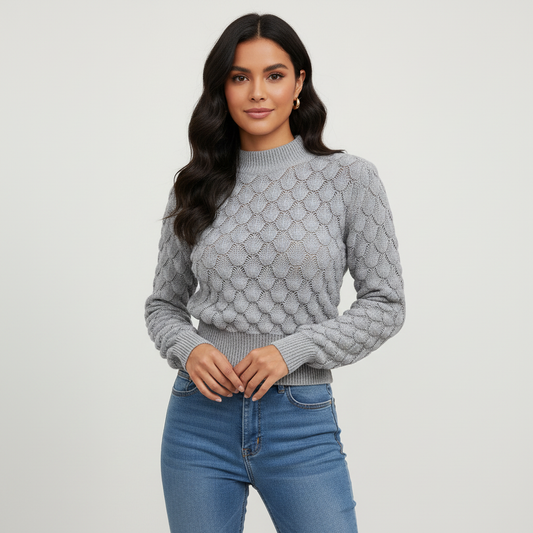 Bubble-knit pullover met structuur – Sofia