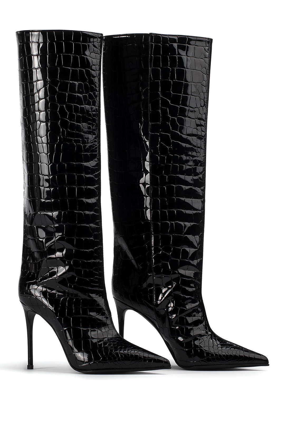 Camille | Croco-Leren Laarzen met Stiletto-Hak