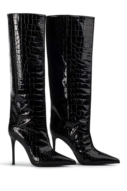 Camille | Croco-Leren Laarzen met Stiletto-Hak