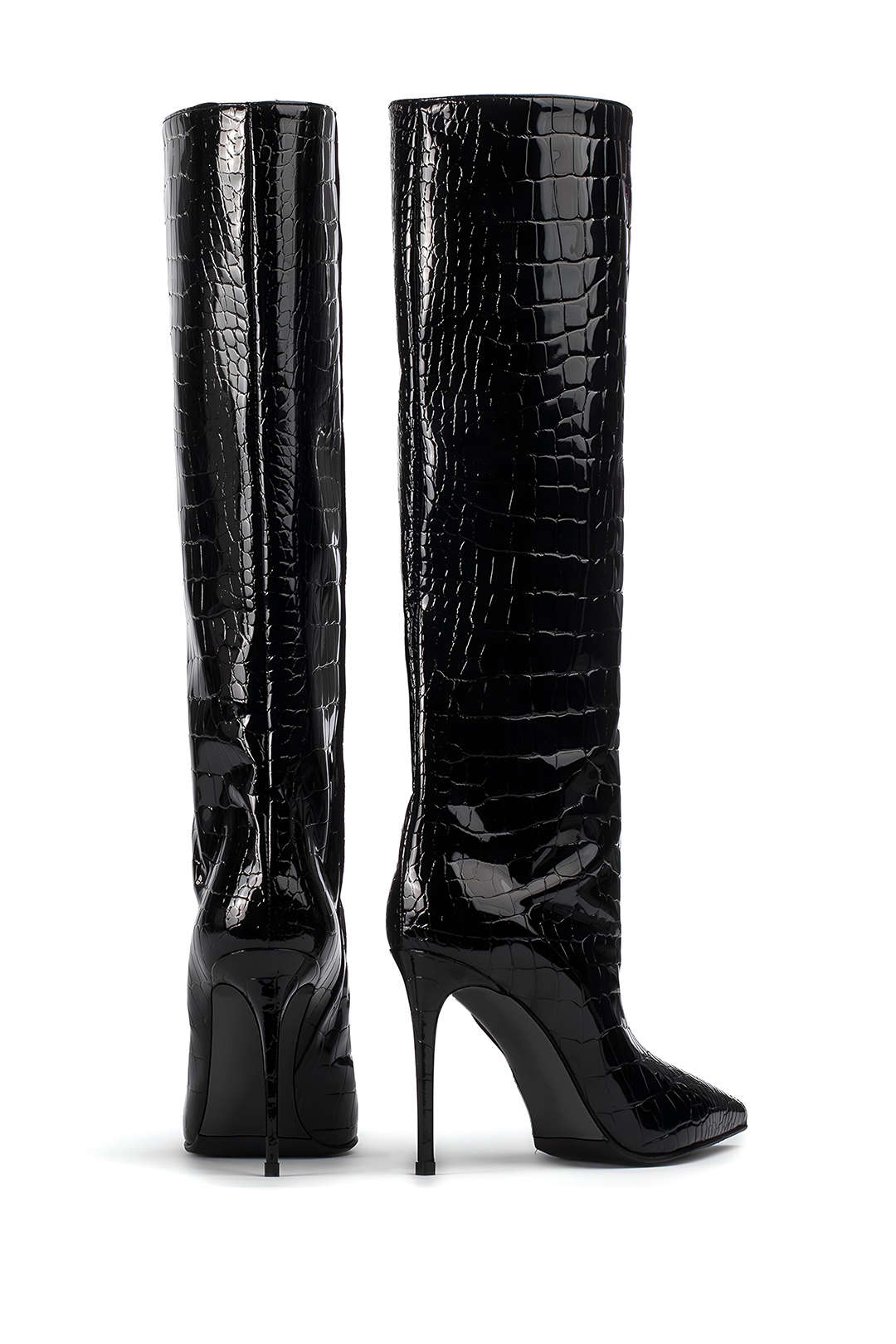 Camille | Croco-Leren Laarzen met Stiletto-Hak