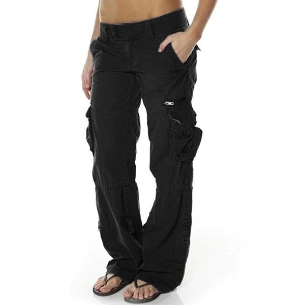 Cargo broek voor dames met rechte pijpen en streetstyle look