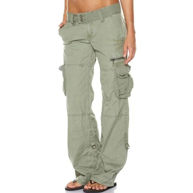 Cargo broek voor dames met rechte pijpen en streetstyle look