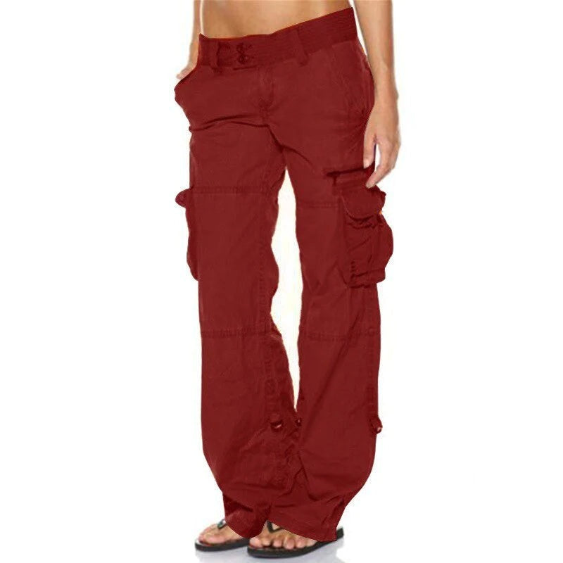 Cargo broek voor dames met rechte pijpen en streetstyle look