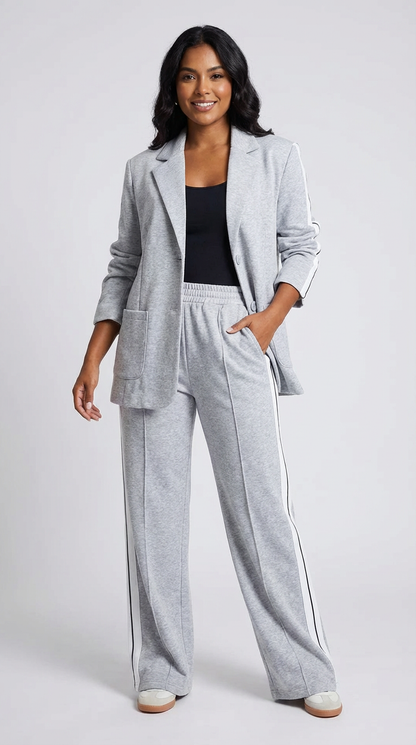 Casual chic dames set met blazer en broek met zijstrepen