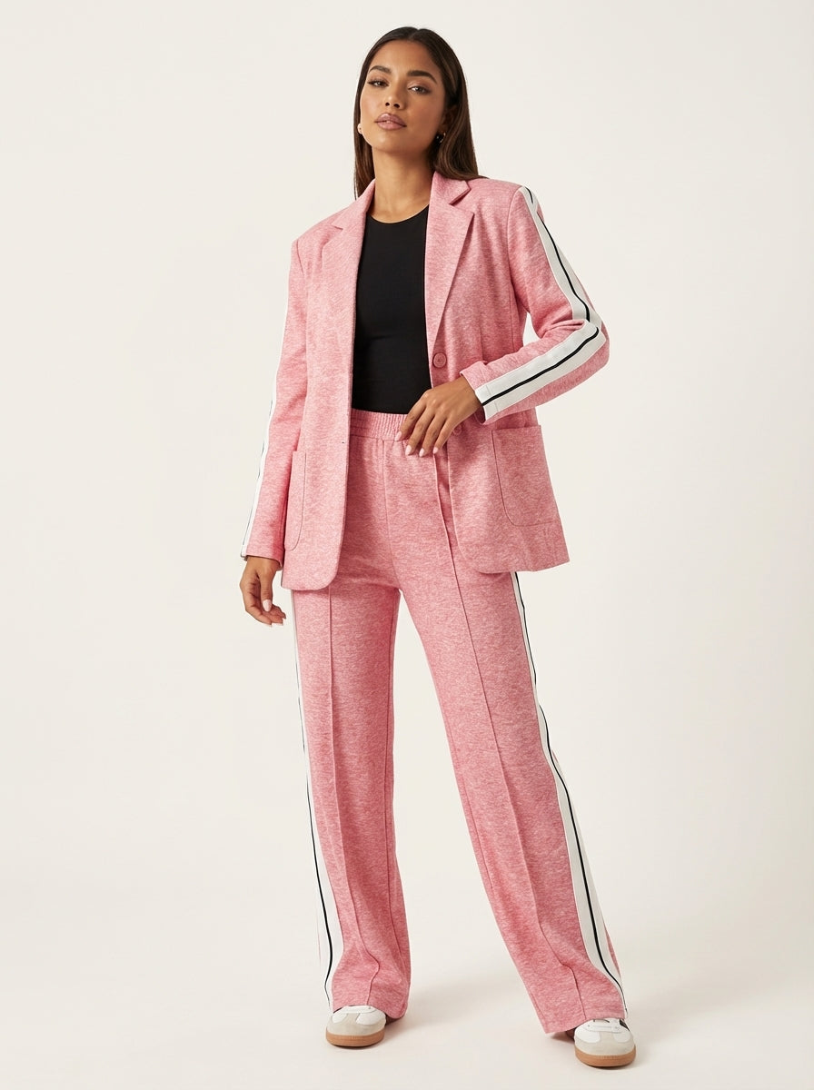 Casual chic dames set met blazer en broek met zijstrepen