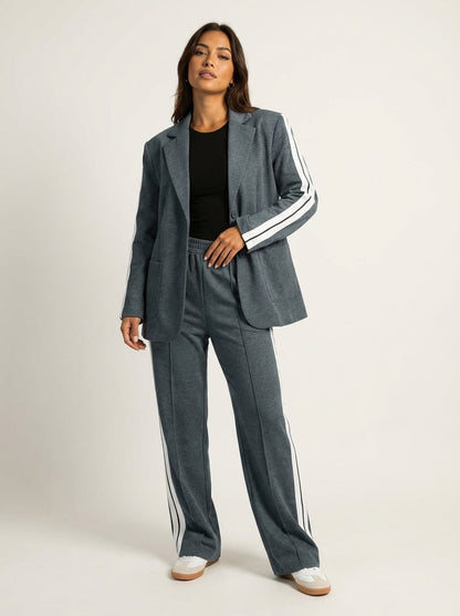 Casual chic dames set met blazer en broek met zijstrepen