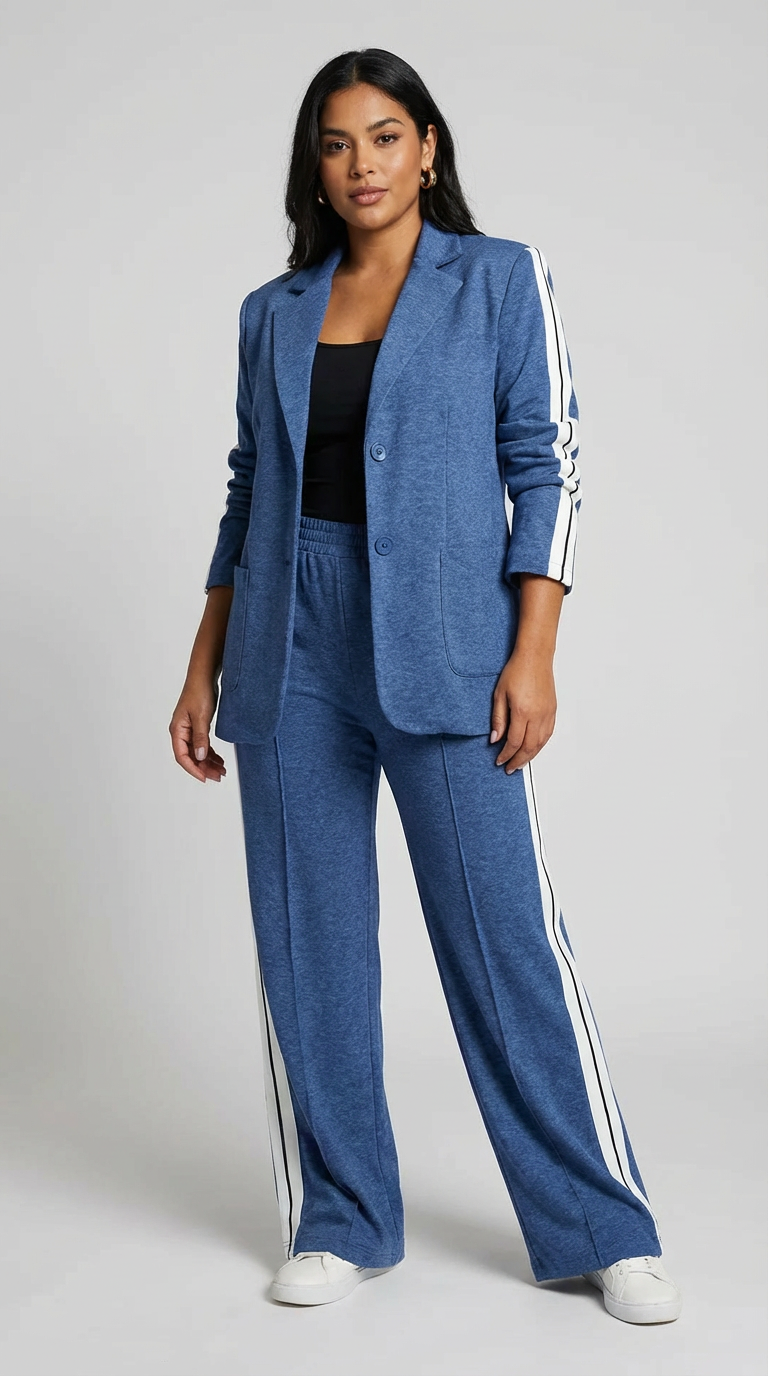 Casual chic dames set met blazer en broek met zijstrepen