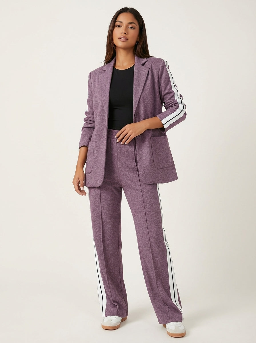 Casual chic dames set met blazer en broek met zijstrepen