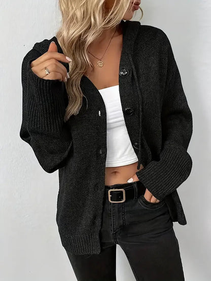 Casual gebreide dames cardigan met capuchon – Livia