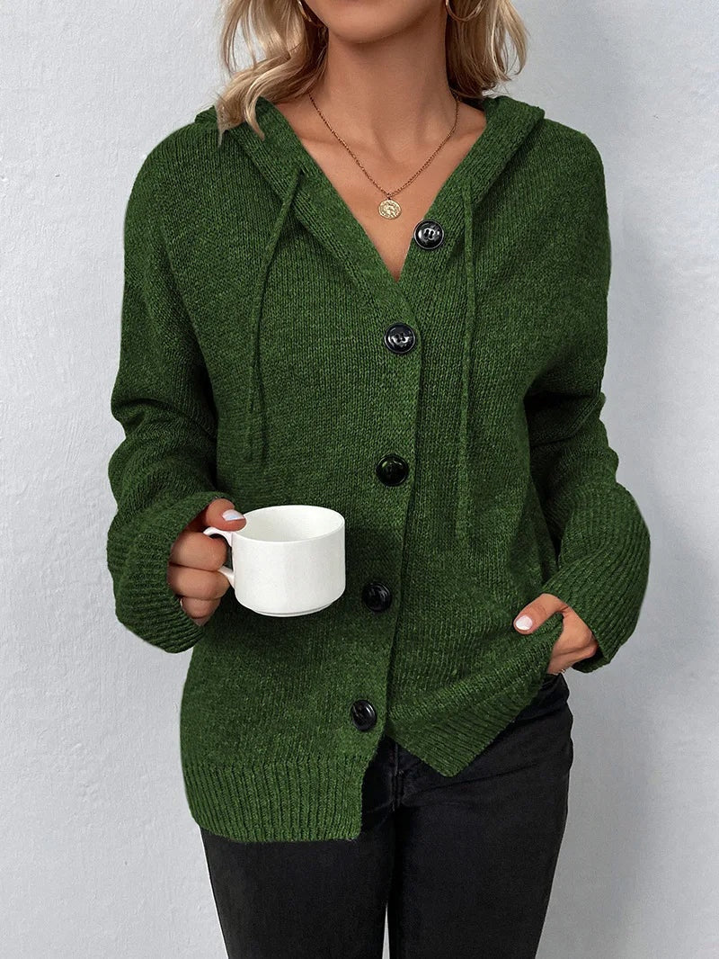 Casual gebreide dames cardigan met capuchon – Livia