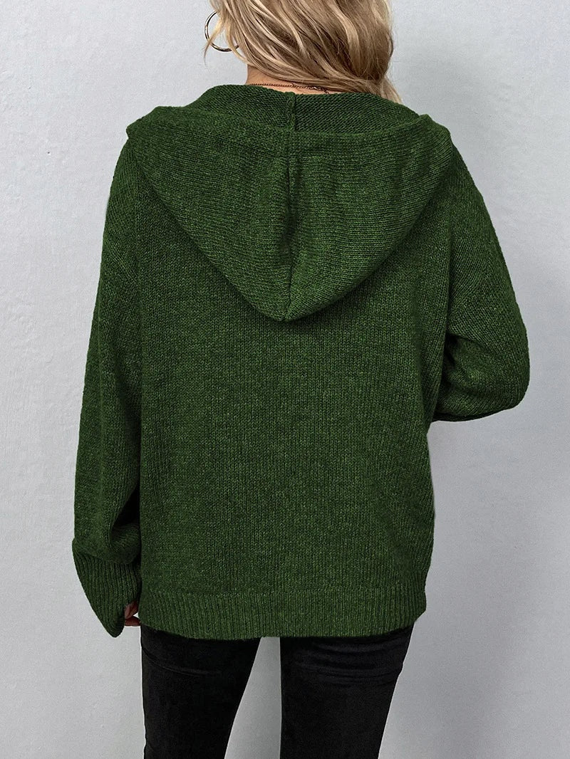Casual gebreide dames cardigan met capuchon – Livia