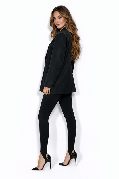 Élise Zwarte Double-Breasted Oversized Blazer Dames