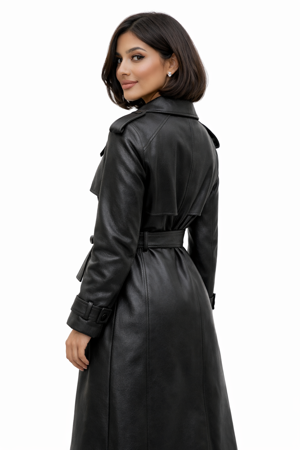 Valencia Leren Trenchcoat Dames Lange Elegante Jas met Ceintuur