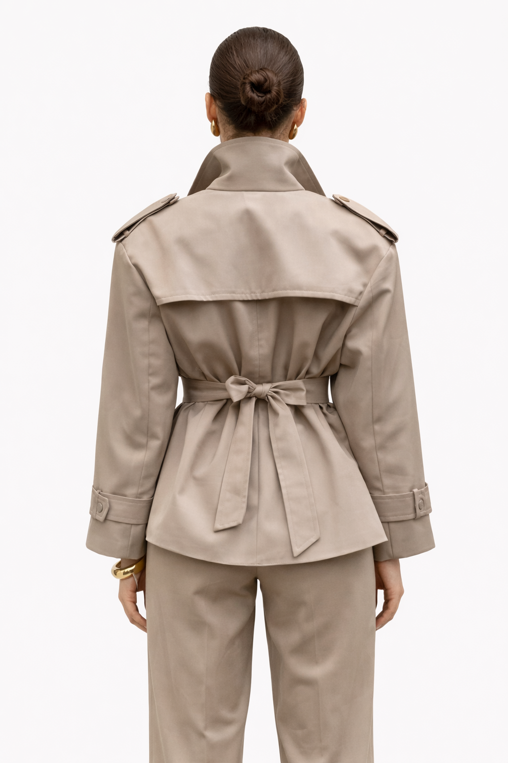 Éloria Korte Dames Trenchcoat met Vetersluiting en Revers