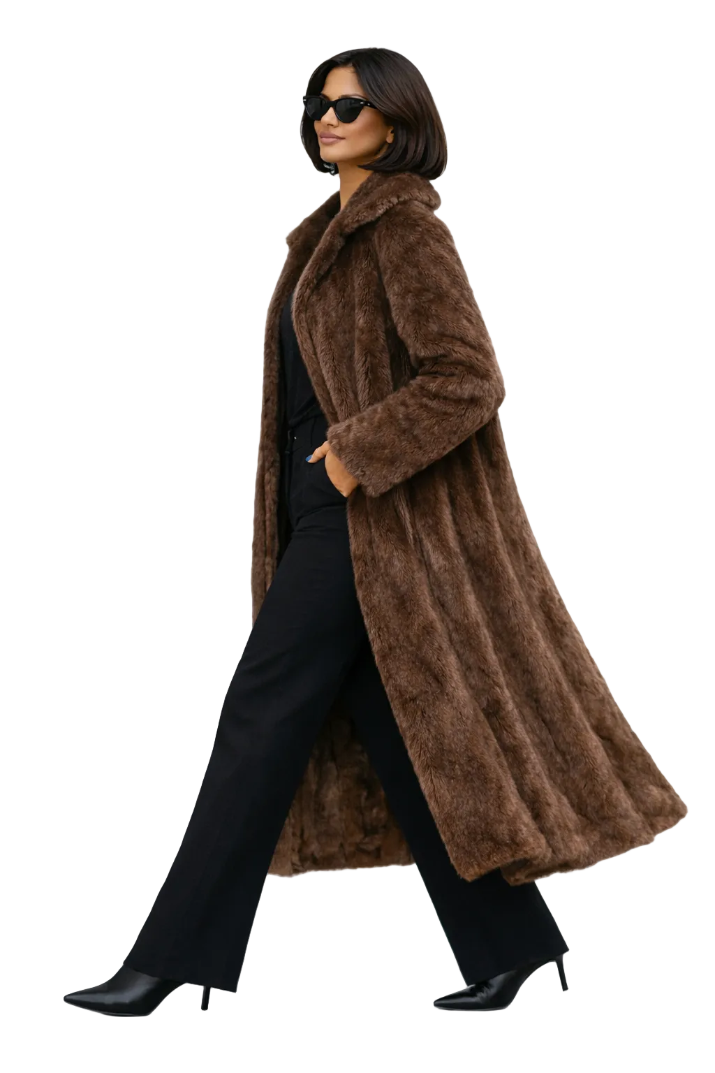 Moss Dames Faux Fur Jas | Luxe Oversized Winterjas in Chocoladebruin