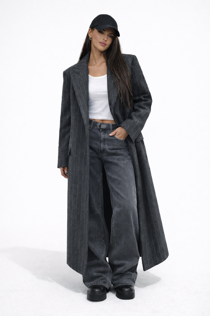Atelier Pinstripe Maxi Coat
