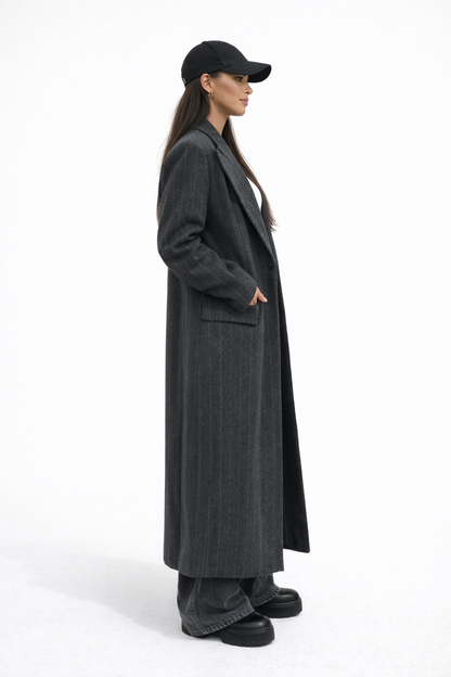 Atelier Pinstripe Maxi Coat