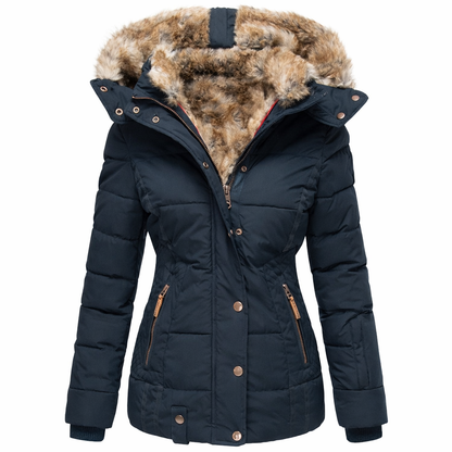 Aurelie lange parka dames met bontkraag en capuchon