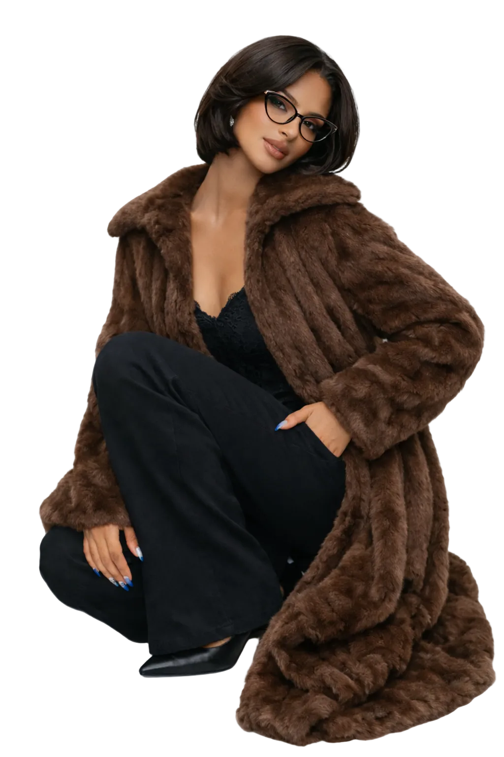Moss Dames Faux Fur Jas | Luxe Oversized Winterjas in Chocoladebruin