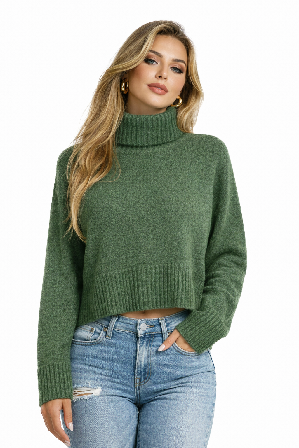 Sophie Cropped Turtleneck Sweater
