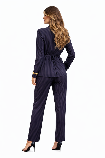 Serena Mist Dames Navy met Witte Strepen, Verstelbaar Ceintuur