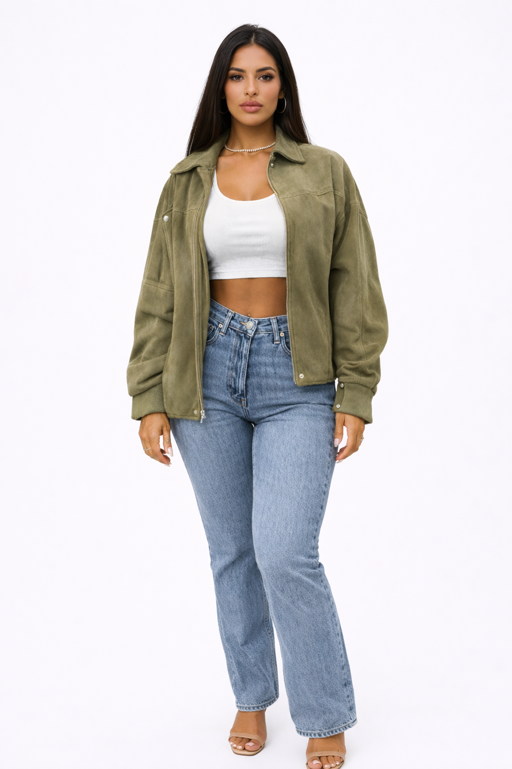 Olivia Dames Bomberjack | Luxe Suède, Oversized Pasvorm