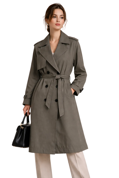 Madison Lange Dames Trenchcoat – Elegante Tijdloze Jas voor Lente & Herfst