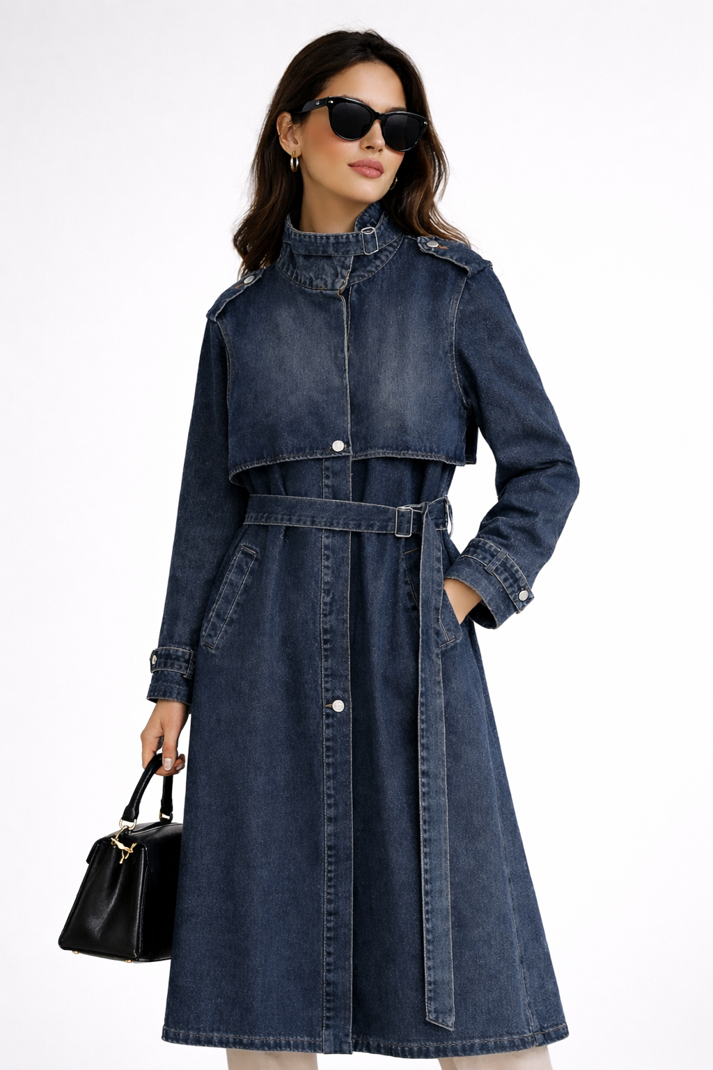 Harper Denim Trenchcoat – Donkerblauw