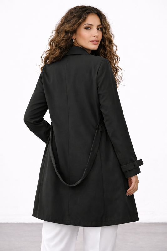 Aveline Tailored Trenchcoat Dames – Luxe Lange Trench met Ceintuur