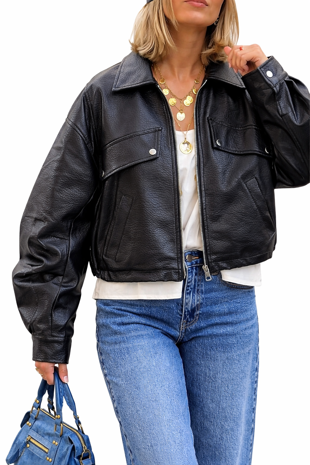 Mero Zwarte Bomberjack Dames | Gevoerd, Cropped Fit, Glanzend Materiaal