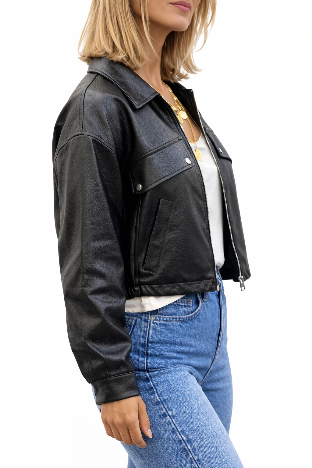 Mero Zwarte Bomberjack Dames | Gevoerd, Cropped Fit, Glanzend Materiaal