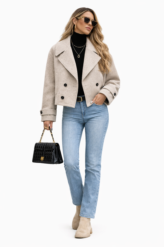 Caro Korte Damesjas met Dubbelrijs Sluiting