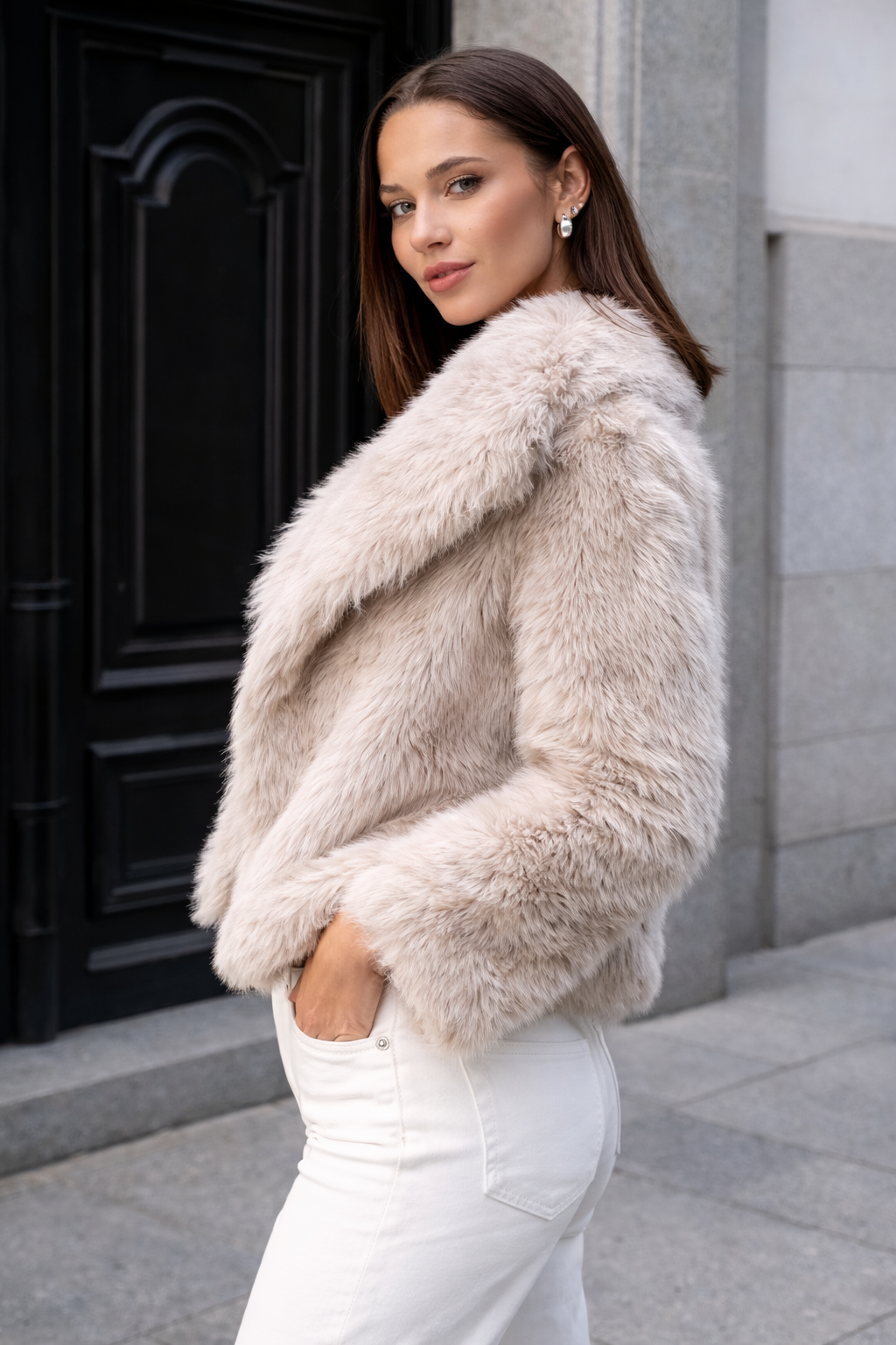 Sophie Damesjas van Imitatiebont – Warme Luxe Winterjas met Elegante Pasvorm