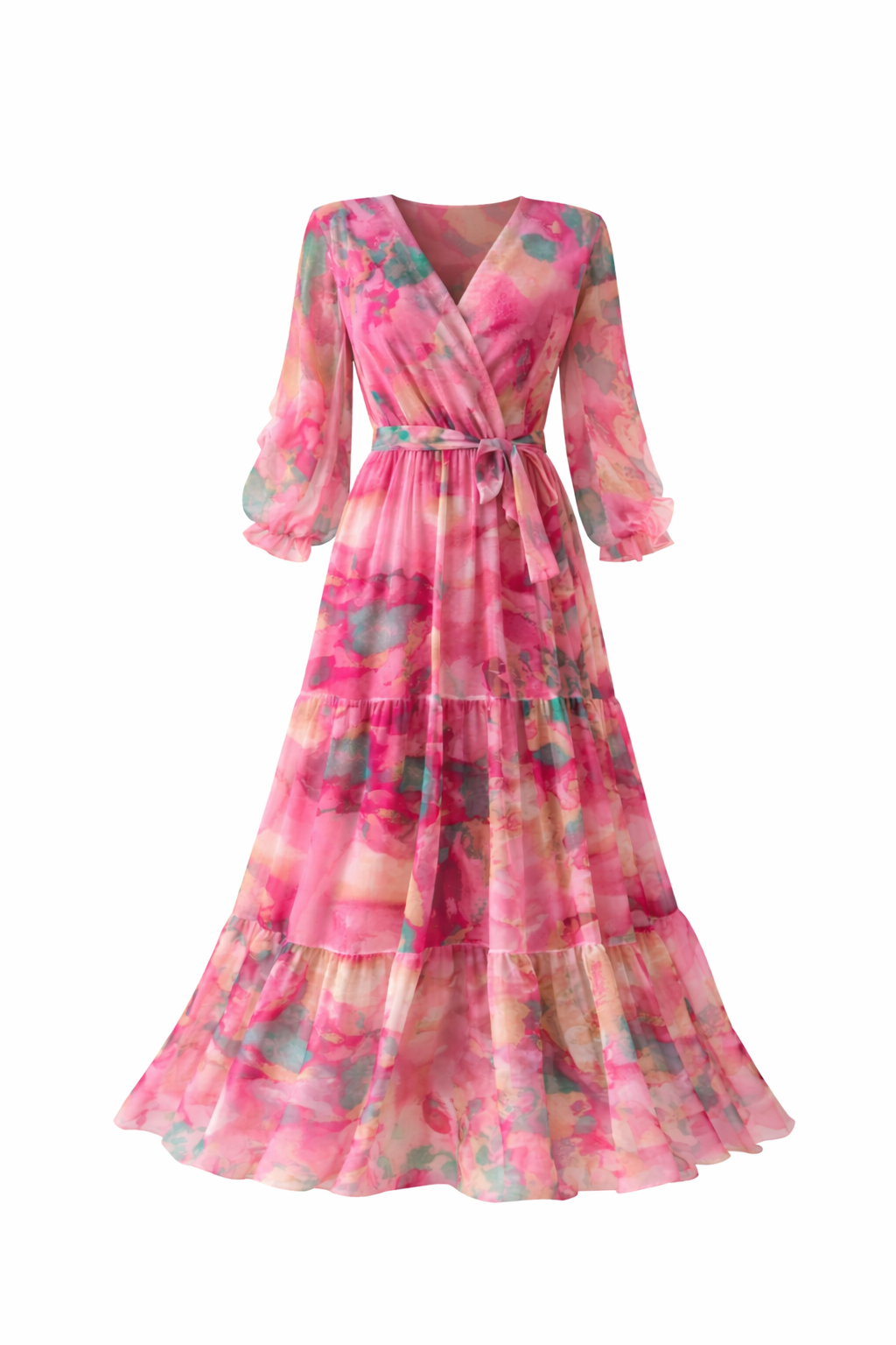 Ariana  Elegante Chiffon Maxi Dress met Bloemenprint