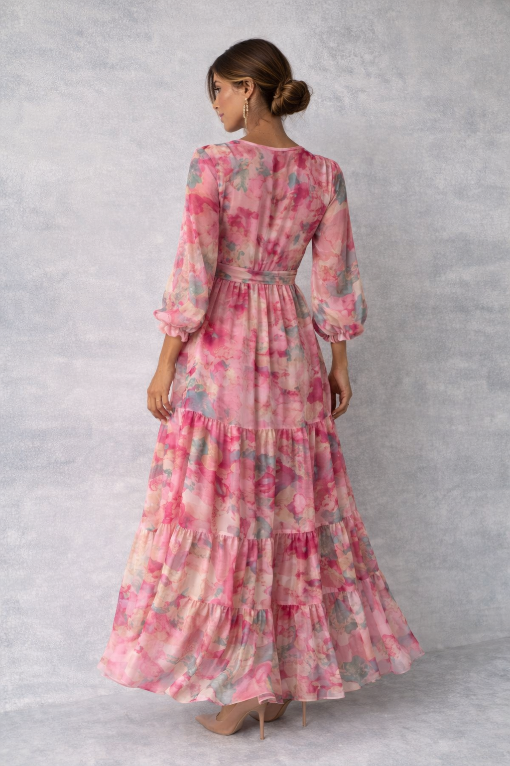 Ariana  Elegante Chiffon Maxi Dress met Bloemenprint