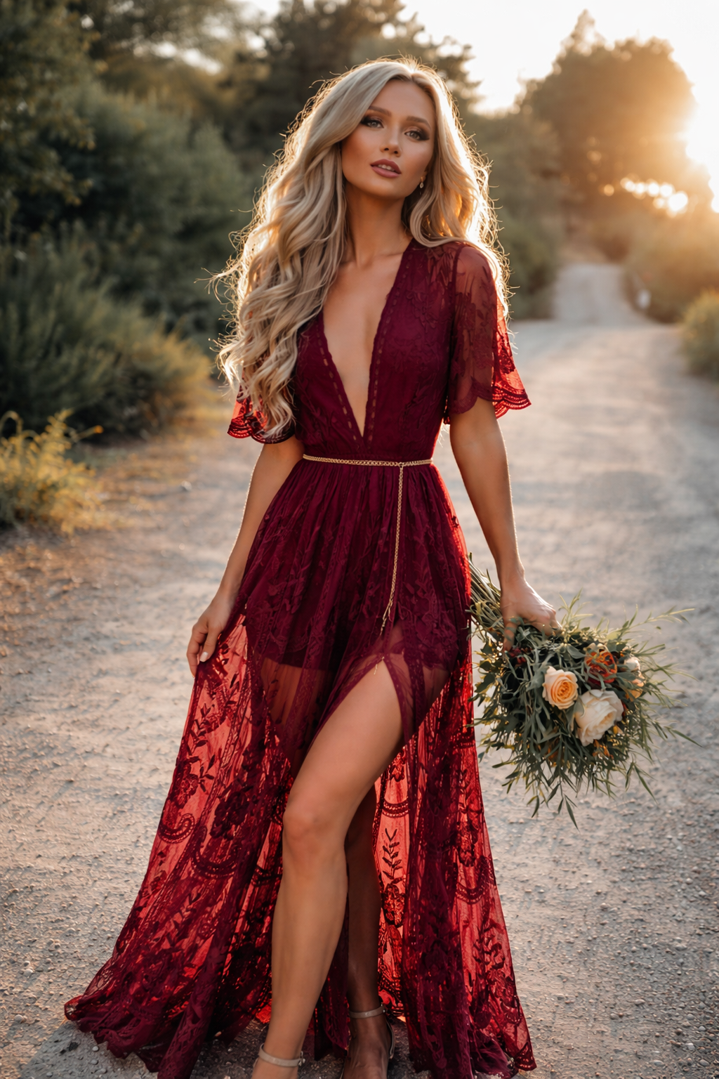 Camila Lace Riviera Maxi Dress Elegante Kant Maxi Jurk voor Dames