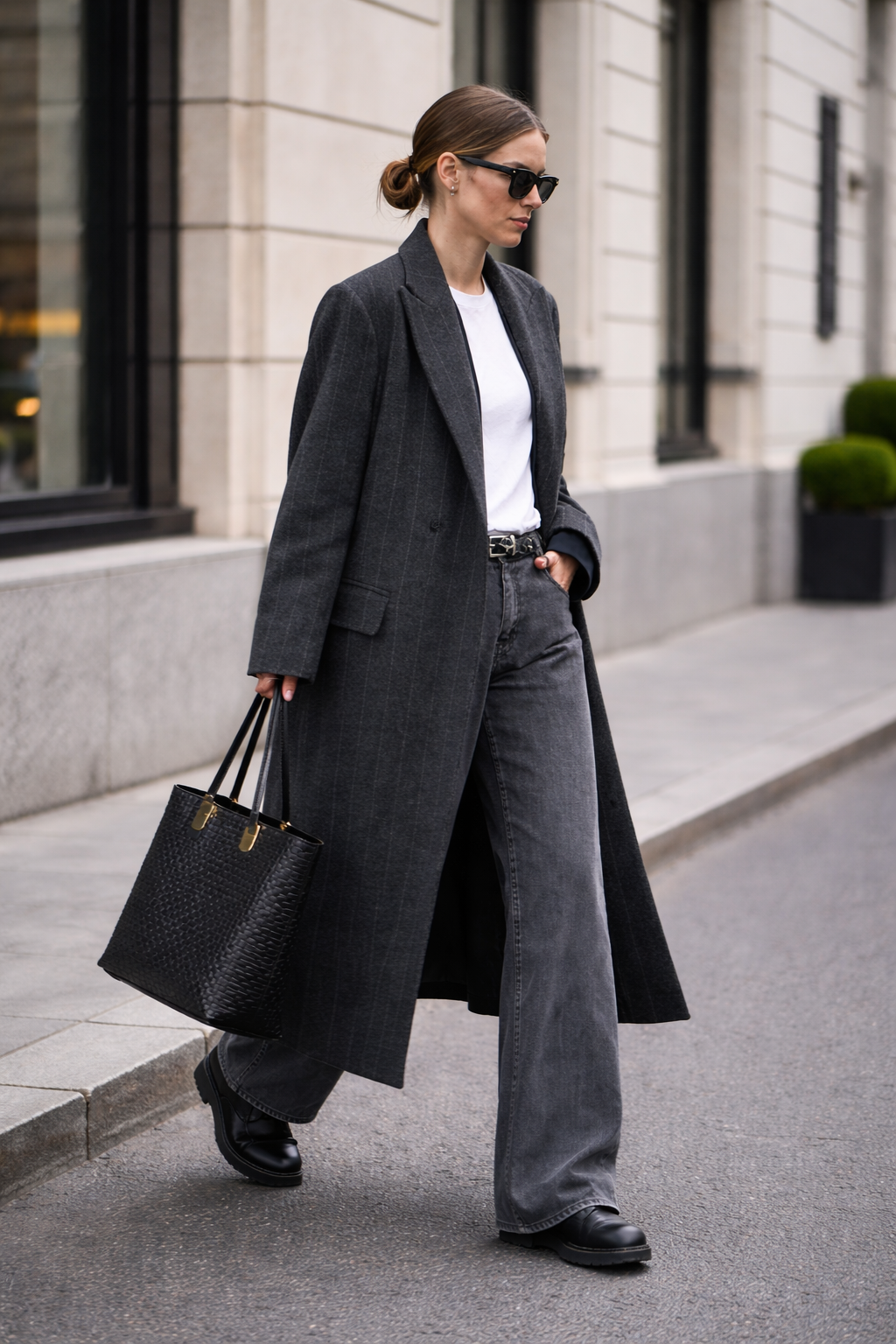 Atelier Pinstripe Maxi Coat