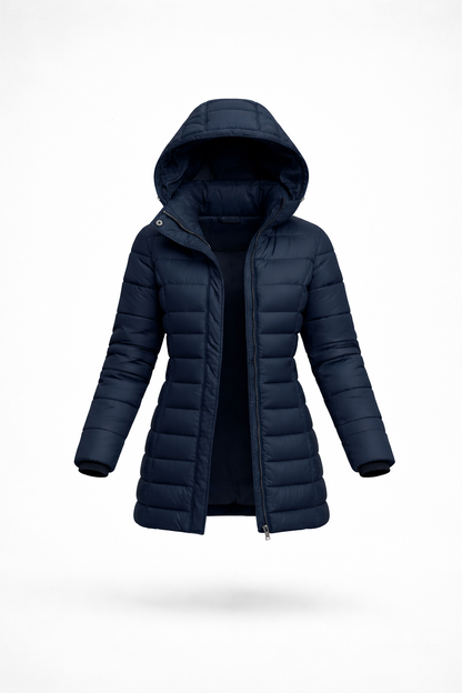 Aurelie Donsjas – Elegante Getailleerde Lente jas met Capuchon