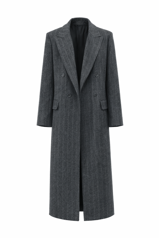 Atelier Pinstripe Maxi Coat