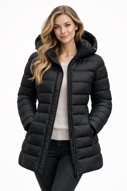 Aurelie Donsjas – Elegante Getailleerde Lente jas met Capuchon