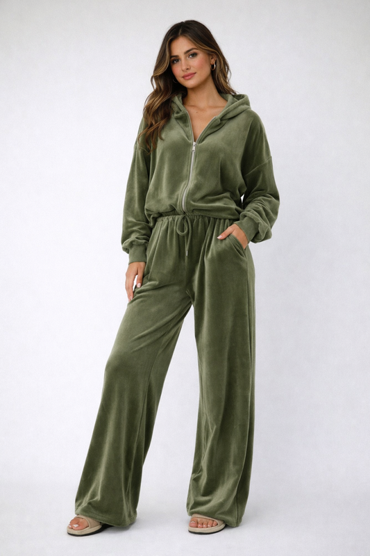 Ashley – Luxe Fluwelen Dames Lounge Set met Hoodie