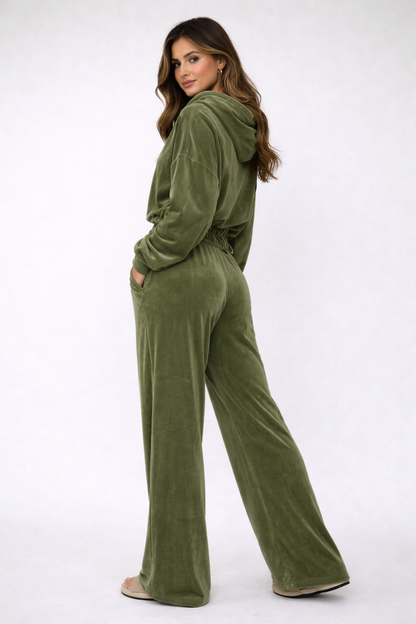 Ashley – Luxe Fluwelen Dames Lounge Set met Hoodie