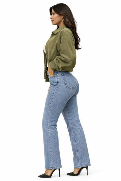 Olivia Dames Bomberjack | Luxe Suède, Oversized Pasvorm