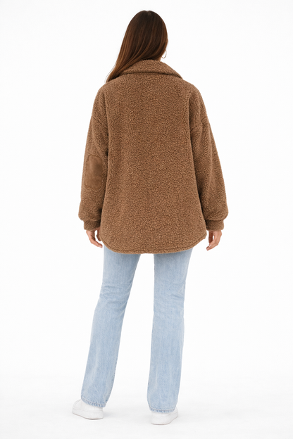 Vera Dames Teddy Jas – Zacht Gevoerd, Oversized Fit