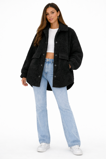 Vera Dames Teddy Jas – Zacht Gevoerd, Oversized Fit
